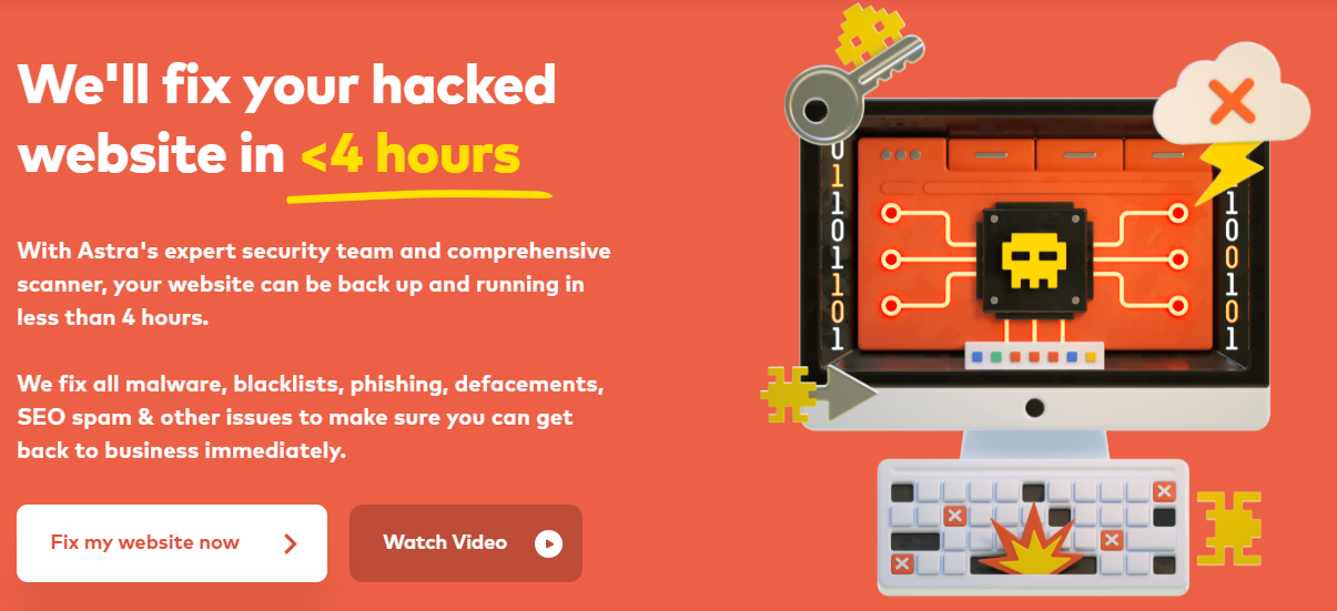 Servicio de reparación de sitios web hackeados de Astra