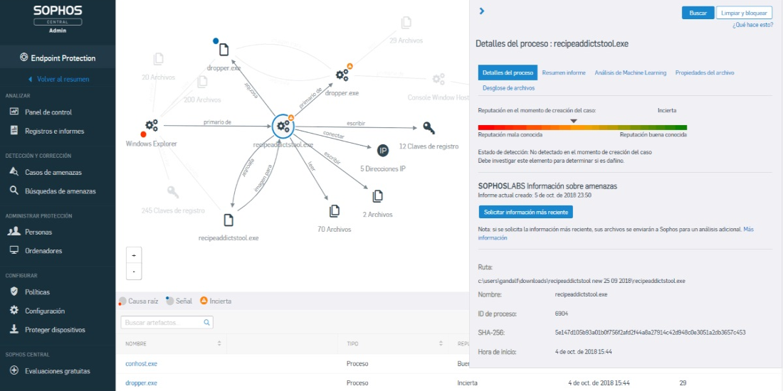 Herramientas EDR - Pantalla Sophos Intercept X