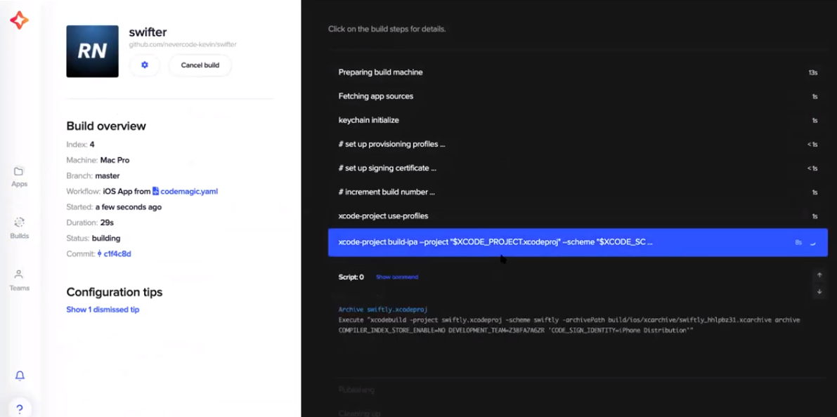 Herramientas de integración continua - Nevercode (Codemagic)